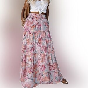 NWOT Floral Print Maxi Skirt